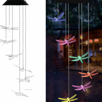 QiShi Wind Chime,wind chimes outdoor,gifts for mom, Dragonfly wind chime,solar wind chimes,mom gifts,birthday gifts for mom,grandma gifts,gardening gift,plastic hangers,outdoor decor
