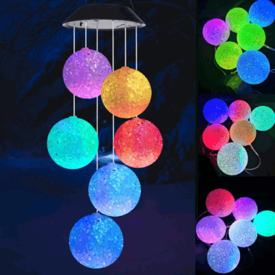 QiShi Wind Chime,wind chimes outdoor,gifts for mom, crystal ball wind chime,solar wind chimes,mom gifts,birthday gifts for mom,grandma gifts,gardening gift
