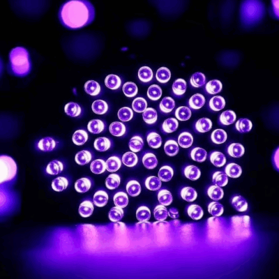 QiShi Solar Fairy String Lights 100 LED Christmas Decorative Lights (Purple)