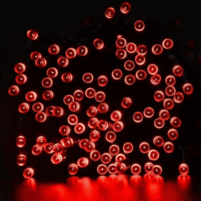 QiShi LED Christmas Lights ,39ft 100 LED Solar Decoration Fairy String Lights for Home,Lawn,Garden,Wedding,Patio,Party,and Holiday Decorations(Red)