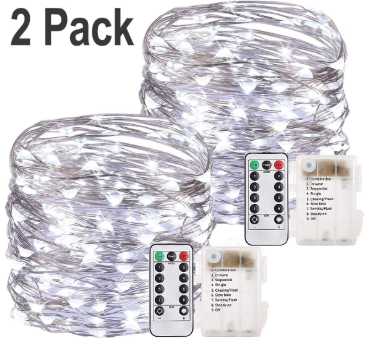 Indoor Outdoor Fairy Firefly String Lights 33 ft 100 LED Copper Wire Lights 8 Modes Starry String Lights for Indoor Outdoor Decoration White 2 Packs