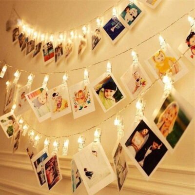 Qishi 50 LED Photo Clip String Lights, Battery, Waterproof, Warm White-1PACK