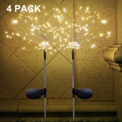 Solar Lights Outdoor, Garden Decorative Lights, Solar Landscape Lights, DIY Lights, 120 LED Powered 40 Copper Wires for Walkway Patio Lawn Backyard,Party Decor 4 Pack(Warm White)