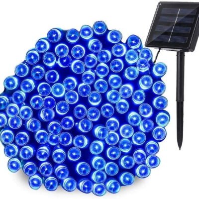 Qishi Christmas Outdoor Decoration Solar Lights72ft 200 LED Landscape Fairy Solar String Lights for Garden Patio Party Wedding and ect. (Blue)