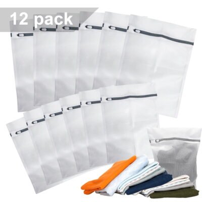 Somnr Mesh Laundry Bags 12-Pack Laundry Wash Bag Colorful Zipper for Delicates, Blouse, Hosiery, Stocking, Underwear, Bra Lingerie, Sweater, Travel Storage Bag