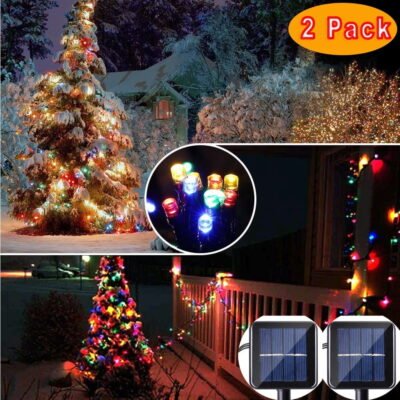 2Pack QiShi Solar Christmas Lights 39ft 100 LED Solar LED Lights Fairy Lighting for Home,Lawn,Garden,Wedding,Patio,Party,and Holiday Decorations (Multi-color)