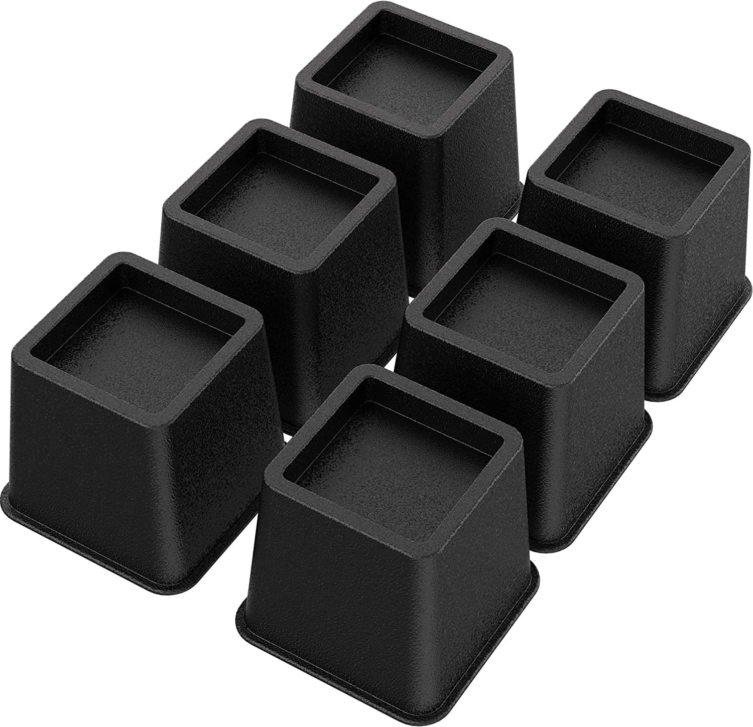 Bed Risers 3 Inch Heavy Duty, Furniture Risers for Bed Frame, Couch, Desk, Chair, Lifts Up to 1,500 lb, Set of 6, Black