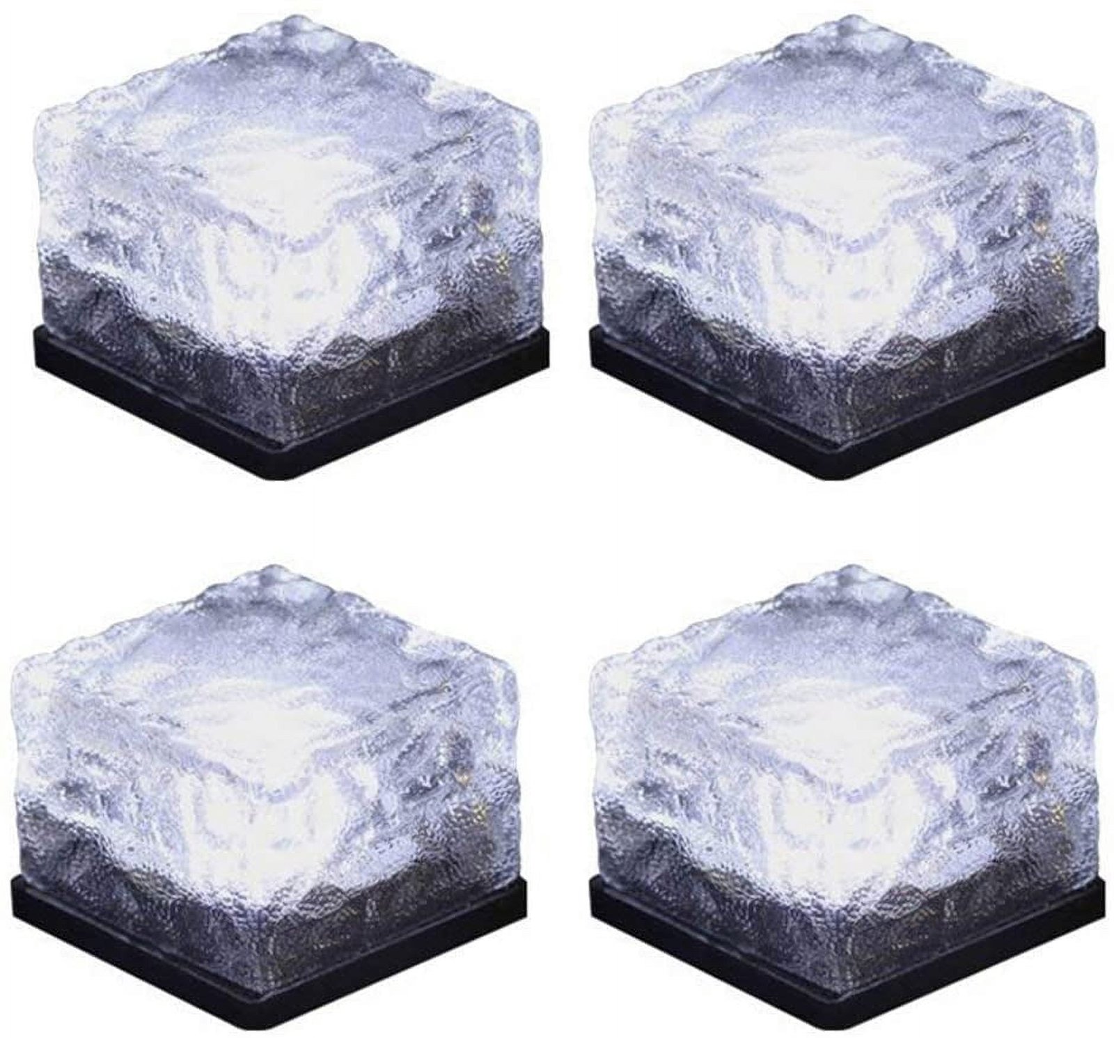 Qishi Brick Light Solar Ice Light Ice Cube Lights Buried Light Paver for Garden Courtyard Pathway Patio Outdoor Decoration 4 Pack Cold White
