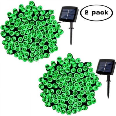 Qishi Outdoor Christmas Solar String Lights 72ft 200 LED Fairy Decoration String Lights for Garden Patio Party Wedding and ect.(Green)-2 Pack