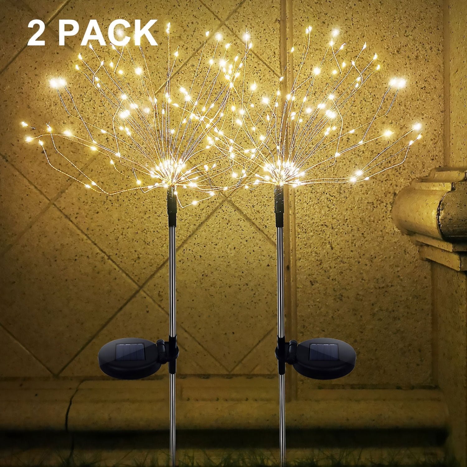 Solar Lights Outdoor, Garden Decorative Lights, Solar Landscape Lights, DIY Lights, 120 LED Powered 40 Copper Wires for Walkway Patio Lawn Backyard,Party Decor 2 Pack(Warm White)