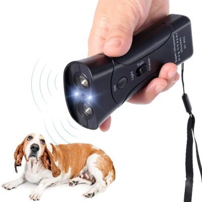 QiShi Anti Barking Handheld Ultrasonic Dog Trainer Device - Electronic Dog Deterrent/Training Tool/Stop Barking-BLACK