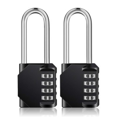 Somnr 4 Digit Combination Lock 2.5 Inch Long Shackle and Outdoor Waterproof Resettable Padlock for Gym Locker, Hasp Cabinet, Gate, Fence, Toolbox (Black,Pack of 2)