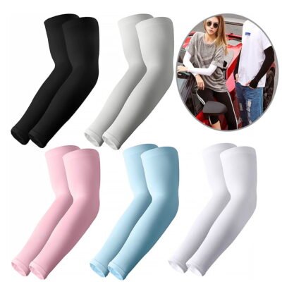 Qishi Cooling UV Protection Unisex Sleeves, Nylon Multicolor, 5 Pairs