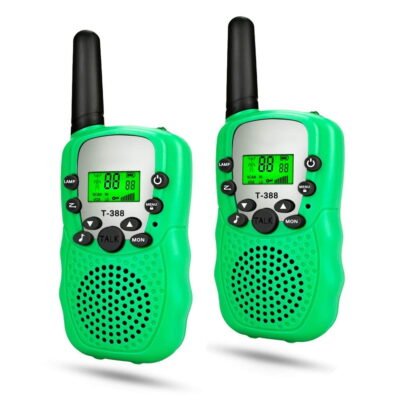 QiShi Walkie Talkies for Kids, Toys for 3-12 Year Old Boys Girls 22 Channels 2 Way Radio Toy with Backlit LCD Flashlight, Long Range Distance for Kids,Green
