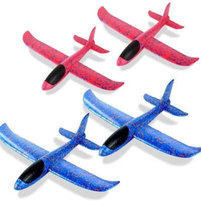 4 pack Glider Plane Toys, 17.5" Large Throwing Foam Airplane, Dual Flight Mode Flying Toy, The Best Outdoor Sport Toy Gifts for Kids