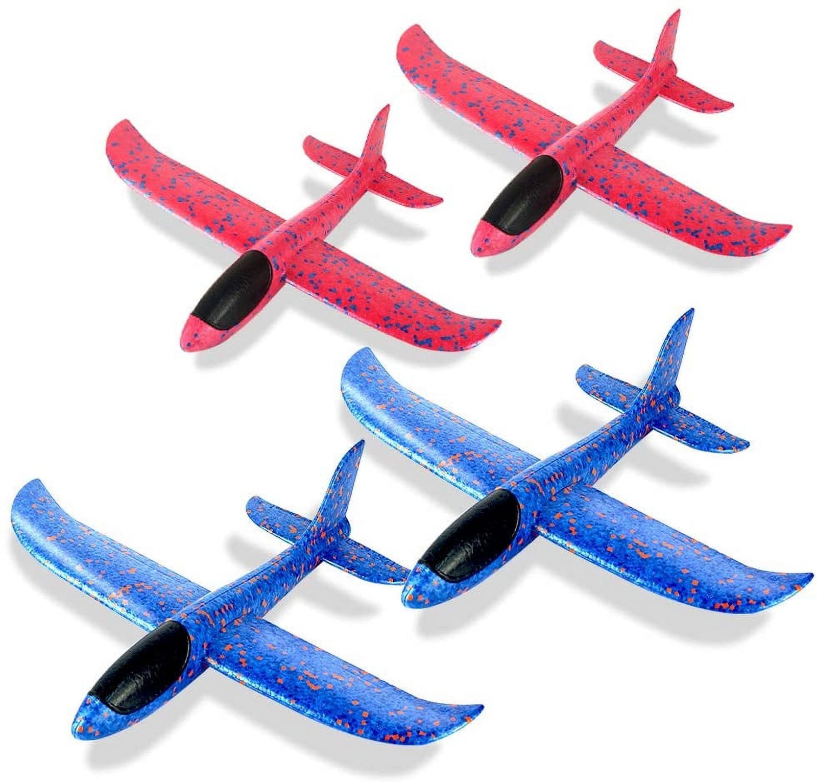 4 pack Glider Plane Toys, 17.5" Large Throwing Foam Airplane, Dual Flight Mode Flying Toy, The Best Outdoor Sport Toy Gifts for Kids