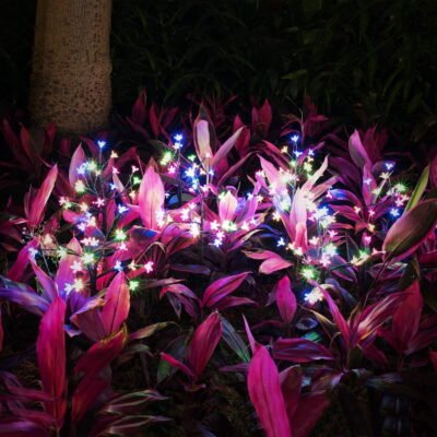 2Pack Beautiful 20 LED Fairy Flower Lights, Solar Lights Outdoor Decorative Solar Garden Lights, Solar Powered Outdoor Lights Multi-Color Yard Lights for Walkway Patio Yard Garden Lawn