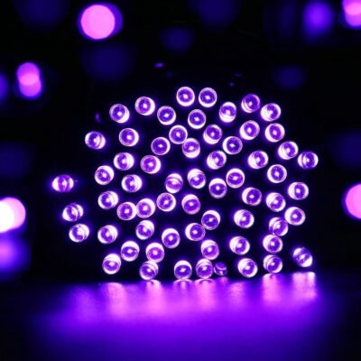 Somnr Christmas string lights 200 LED Solar Outdoor Lights 72 ft Fairy Decorative Solar String Lights for Garden Patio Party Wedding and ect.(Purple)