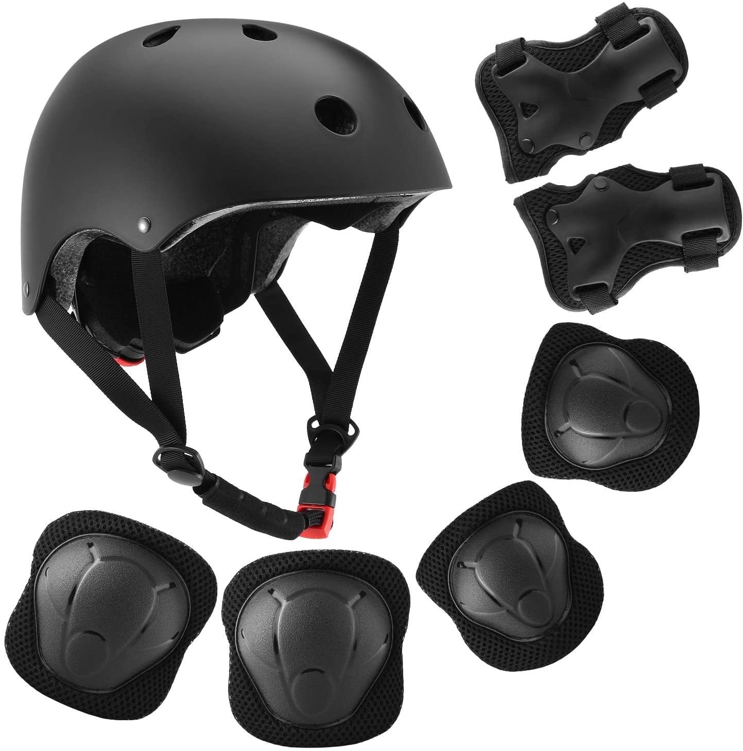 Somnr Kids Bike Helmet, Toddler Helmet for Ages 8-14 Boys Girls with Sports Protective Gear Set Knee Elbow Wrist Pads for Skateboard Cycling Scooter Rollerblading-Black