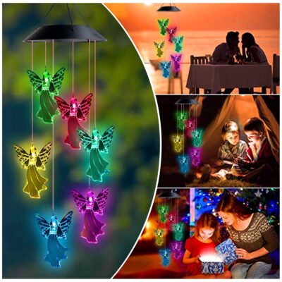 QiShi Angel Wind Chimes, Angel Gifts, Gifts for mom, Garden Decor,Memorial Wind Chimes, Color Change Wind Chime, Yard Decor, Grandma Gifts, Angel