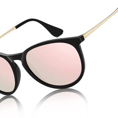 QiShi Vintage Round Sunglasses for Women Men Classic Retro Designer Style-Pink