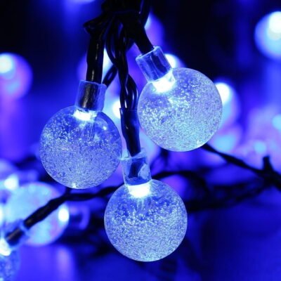 Somnr Christmas Solar String lights LED Bubble Ball ,19.7ft 30 LED Fairy Lights for Tree,Holiday,Outdoor,Indoor,Party Decor (Blue)