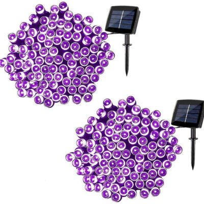 Qishi Christmas string lights 200 LED Solar Outdoor Lights 72 ft Fairy Decorative Solar String Lights for Garden Patio Party Wedding and ect.(Purple)-2 Pack