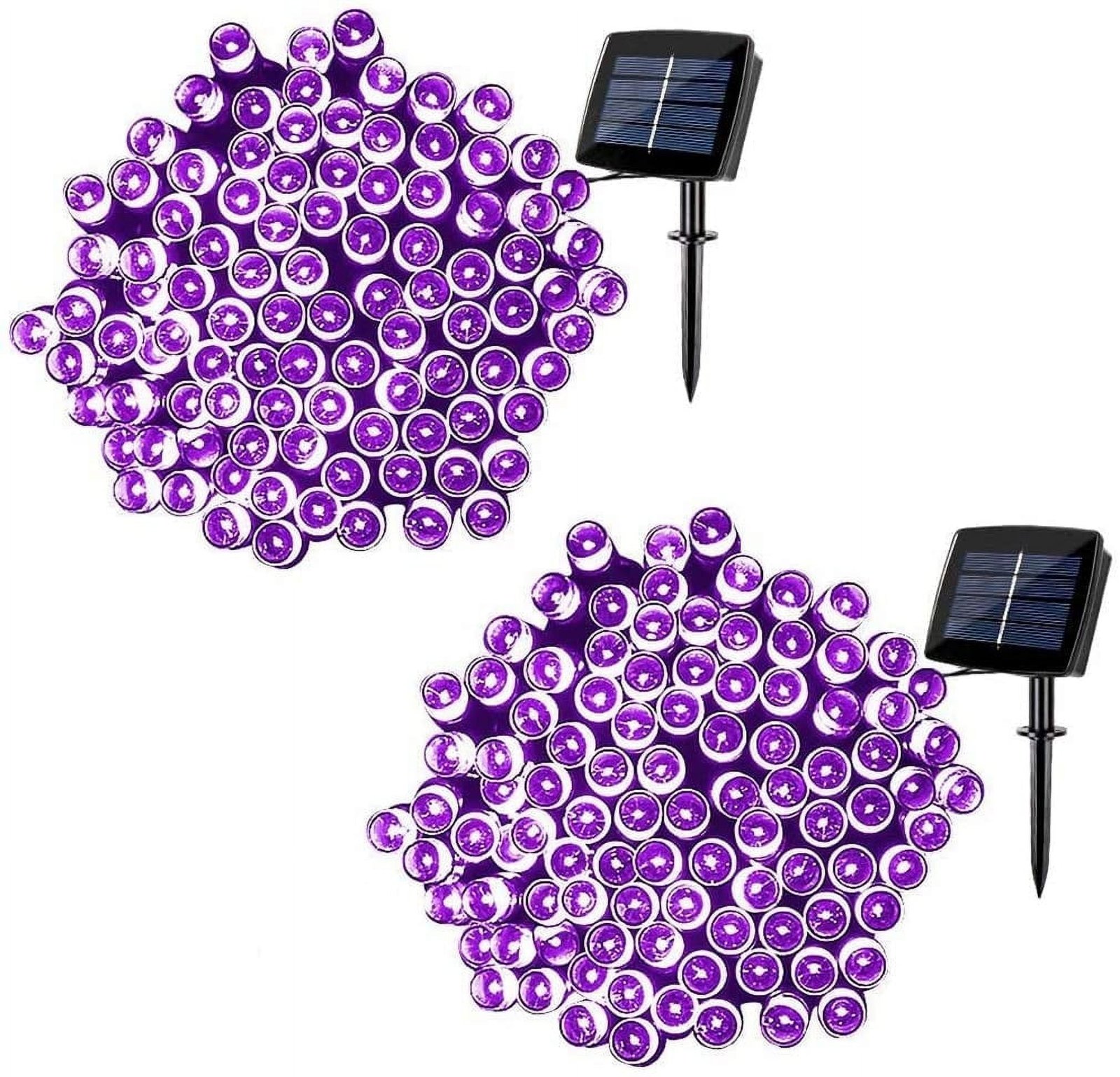 Qishi Christmas string lights 200 LED Solar Outdoor Lights 72 ft Fairy Decorative Solar String Lights for Garden Patio Party Wedding and ect.(Purple)-2 Pack