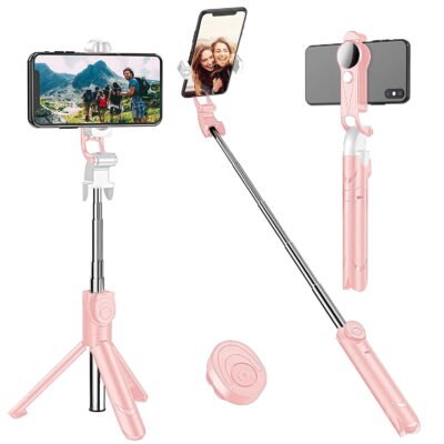 QiShi Bluetooth Selfie Stick, Extendable Tripod, Wireless Remote