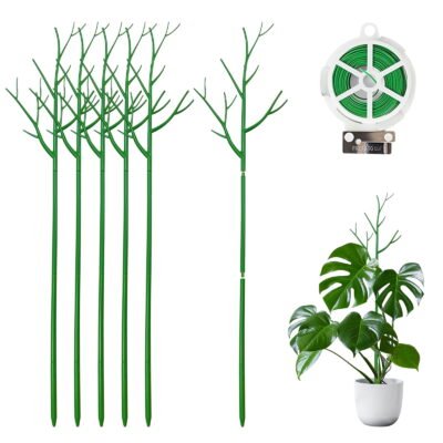 QiShi Adjustable Twig Plant Support Stake Set, 6 pack 39.4" Monstera Plant Support for Climbing Plants, Plant Trellis Poles Supports for Indoor and Outdoor Plants