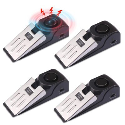 GLUAAE 4PCS Upgraded Wedge Door Stop Alarm with 120 dB - Great Gift for Traveling Residential Home Apartment Door Stopper Security Tools