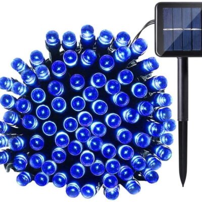 QiShi Christmas Solar Lights,39ft 100 LED Garden Waterproof Fairy Solar String Lights for Outdoor,Indoor Garden,Patio,Backyard,Party,ect. (Blue)-1Pack