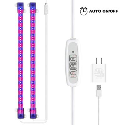 Somnr LED Grow Light Strip, Full Spectrum Auto on&off Every Day Grow Light with 48 LEDs 4 Dimmable Levels for Indoor Plants
