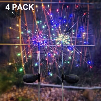 Solar Lights Outdoor, Garden Decorative Lights, Solar Landscape Lights, DIY Lights, 120 LED Powered 40 Copper Wires for Walkway Patio Lawn BackyardParty Decor 4 Pack Mulit-Color