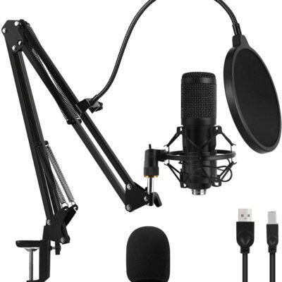 Somnr USB Gaming Microphone Streaming Podcast PC Microphone Condenser Mic Kit with Flexible Arm for Skype Youtuber Gaming Recording Singing PS4 Computer Studio Laptop