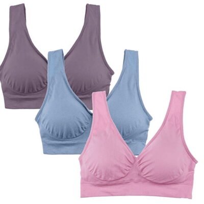 Somnr Bra Womens 3 Pack - Wireless Bra for Women, Solid Color Seamless Bra