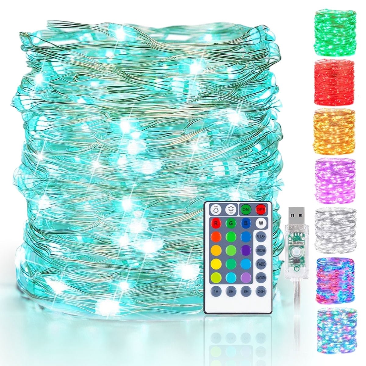 200 LED USB Christmas Lights, 66Ft Upgraded RGB Bulb Color Changing Fairy Lights with Remote Control