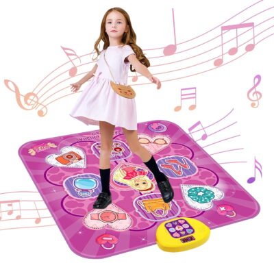 GLUAAE Musical Dance Play Mat, Kids Electronic Dance Pad Toy with LED Lights, 5 Game Modes Dancing Mat Birthday Gifts for Age 3-10 Year Old Girls (Purple)