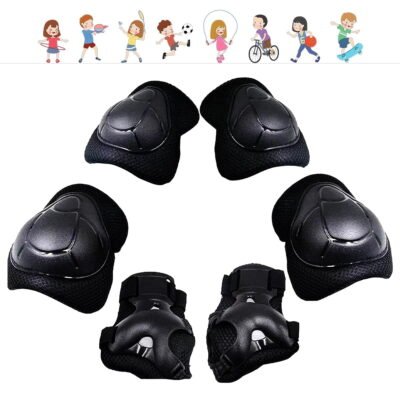 Somnr 3-in-1 Kids Knee/Elbow/Wrist Guards (3-8Y) for Outdoor/Skate/Bicycle/Scooter/Rollerblading，Toddler to Teen Size-Black