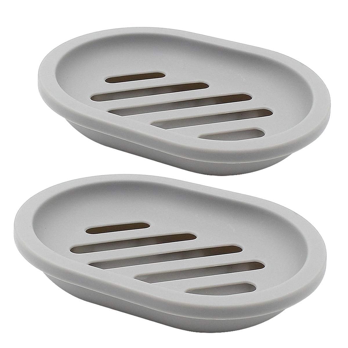 Somnr 2Pcs Soap Dish for Shower Soap Box, Soap Saver Case Holder with Drain for Bathroom Counter, Shower, Kitchen, Keep Soap Dry and Clean,Gray
