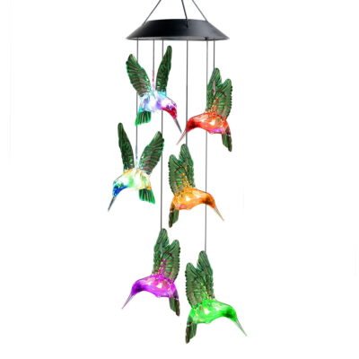 QiShi Solar Wind Chimes,Color Changing Hummingbird/Crystal Solar Lights,Decoration for Lawn,Patio,Yard,Garden,Bedroom,Outdoor