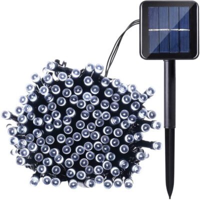 QiShi Christmas Solar Lights LED Solar String Lights,39ft 100 LED Fairy Outdoor String Lights Decorative Lighting for Home,Lawn,Garden,Wedding,Patio,Party,and Holiday Decorations (White)-1Pack