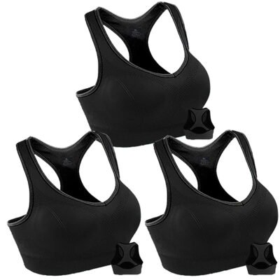 3 Pack Women Racerback Sports Bras High Impact Workout Yoga Gym Activewear Fitness Bra