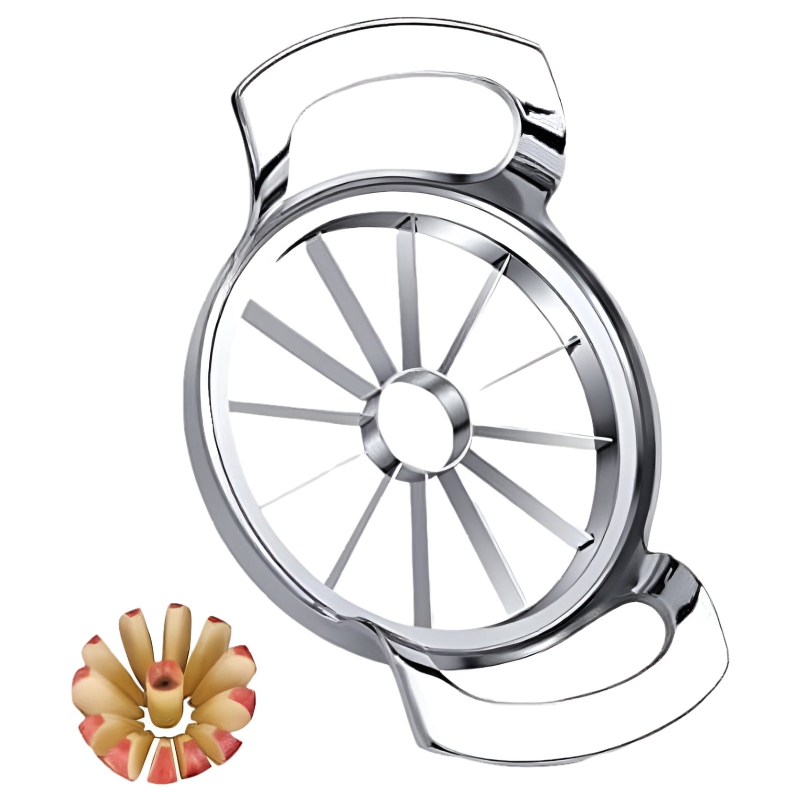 Somnr Apple Slicer Upgraded Version 12-Blade Extra Large Apple Corer, Stainless Steel Ultra-Sharp Apple Cutter for up to 4 inches Apples.Silver