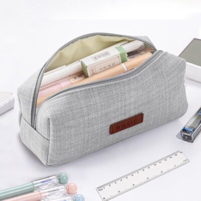 GLUAAE Portable Stylish Pen Bag,Stationery Pouch,Multi-Colored Pencil Bag,Cosmetic Pouch Bag,Compact Zipper Bag (Gray)