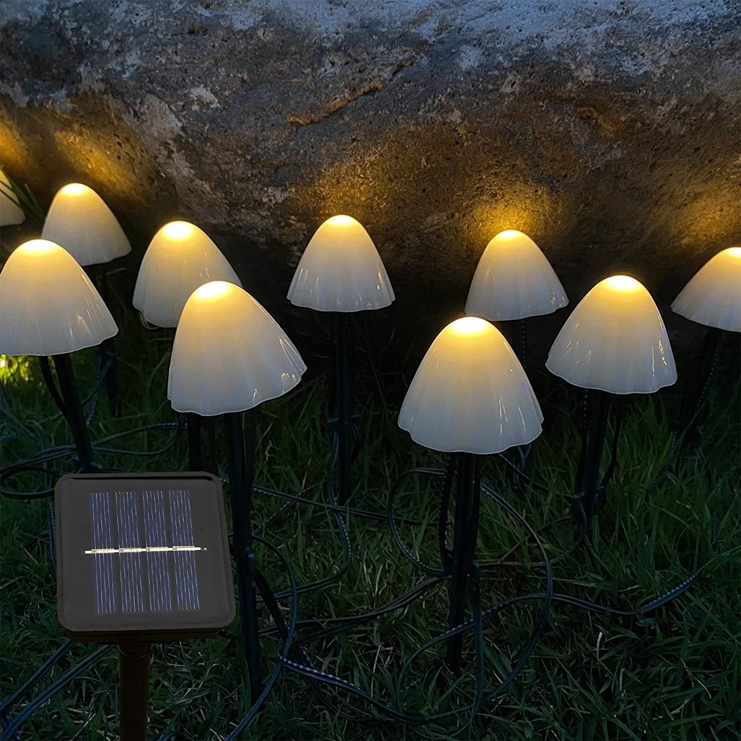 Qishi 3.8m 12 LED Eco-Friendly Bulb Solar Powered Garden Lights, for Patio, Front Yard Decoration,Warm White