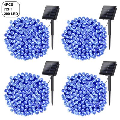 Somnr Solar Christmas Lights Patio Decorative Lights 72ft 200 LED Landscape Decorative String Lights for Patio Lawn Garden Backyard (Blue) 4PACK