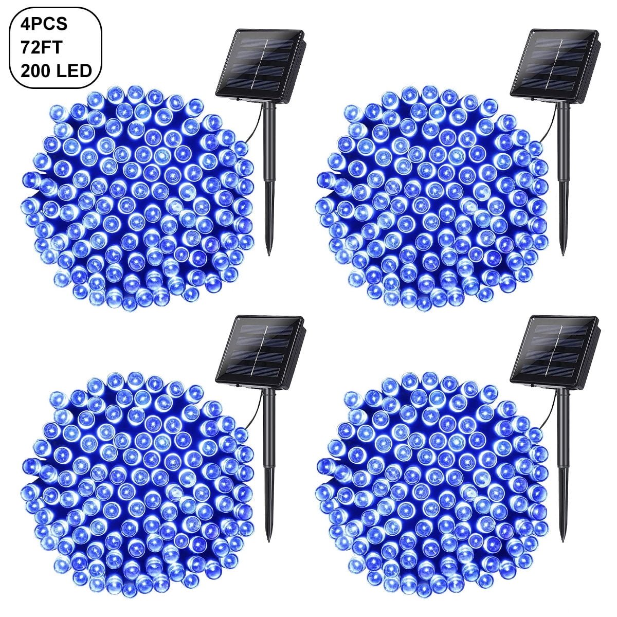 Somnr Solar Christmas Lights Patio Decorative Lights 72ft 200 LED Landscape Decorative String Lights for Patio Lawn Garden Backyard (Blue) 4PACK