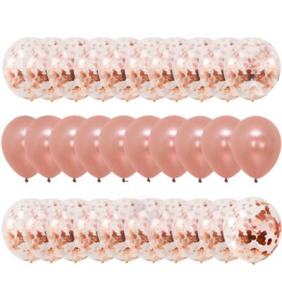 QiShi Rose Gold Confetti Balloons Decorations – Pack of 30, 12 Inch, Great for Bridal Shower Decorations, Birthday Party | Bridal Shower Balloons