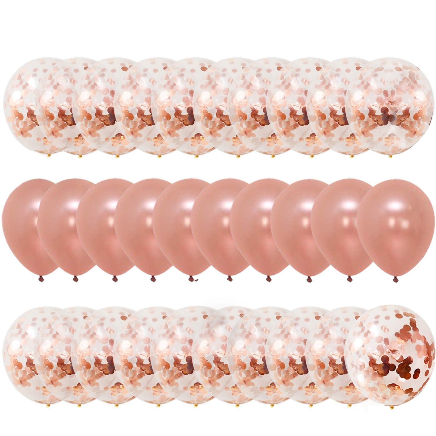 QiShi Rose Gold Confetti Balloons Decorations – Pack of 30, 12 Inch, Great for Bridal Shower Decorations, Birthday Party | Bridal Shower Balloons